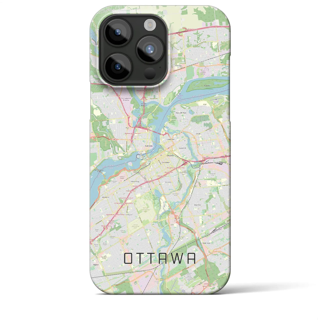 【オタワ】地図柄iPhoneケース（バックカバータイプ・ナチュラル）iPhone 15 Pro Max 用