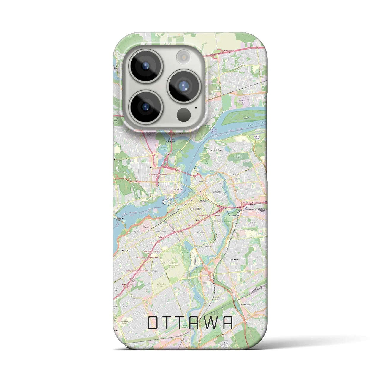 【オタワ】地図柄iPhoneケース（バックカバータイプ・ナチュラル）iPhone 15 Pro 用