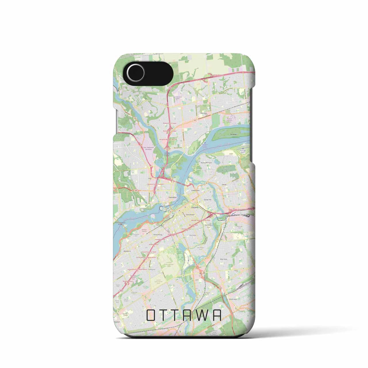 【オタワ】地図柄iPhoneケース（バックカバータイプ・ナチュラル）iPhone SE（第3 / 第2世代） / 8 / 7 / 6s / 6 用