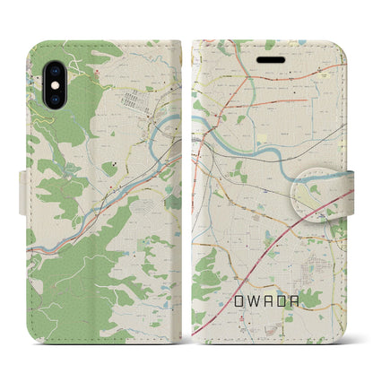 【大輪田（奈良県）】地図柄iPhoneケース（手帳タイプ）ナチュラル・iPhone XS / X 用