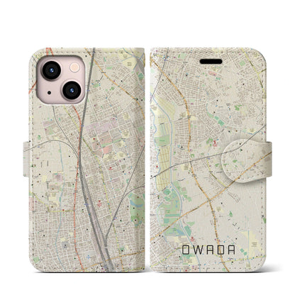 【大和田（埼玉県）】地図柄iPhoneケース（手帳タイプ）ナチュラル・iPhone 13 mini 用