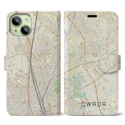 【大和田（埼玉県）】地図柄iPhoneケース（手帳タイプ）ナチュラル・iPhone 15 用