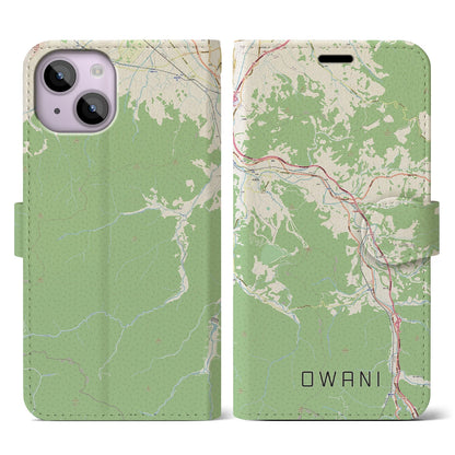 【大鰐（青森県）】地図柄iPhoneケース（手帳タイプ）ナチュラル・iPhone 14 用