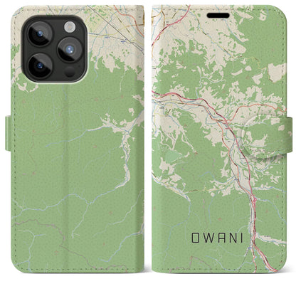 【大鰐（青森県）】地図柄iPhoneケース（手帳タイプ）ナチュラル・iPhone 15 Pro Max 用