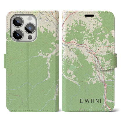 【大鰐（青森県）】地図柄iPhoneケース（手帳タイプ）ナチュラル・iPhone 15 Pro 用