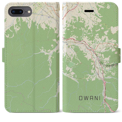 【大鰐（青森県）】地図柄iPhoneケース（手帳タイプ）ナチュラル・iPhone 8Plus /7Plus / 6sPlus / 6Plus 用