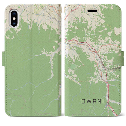 【大鰐（青森県）】地図柄iPhoneケース（手帳タイプ）ナチュラル・iPhone XS Max 用