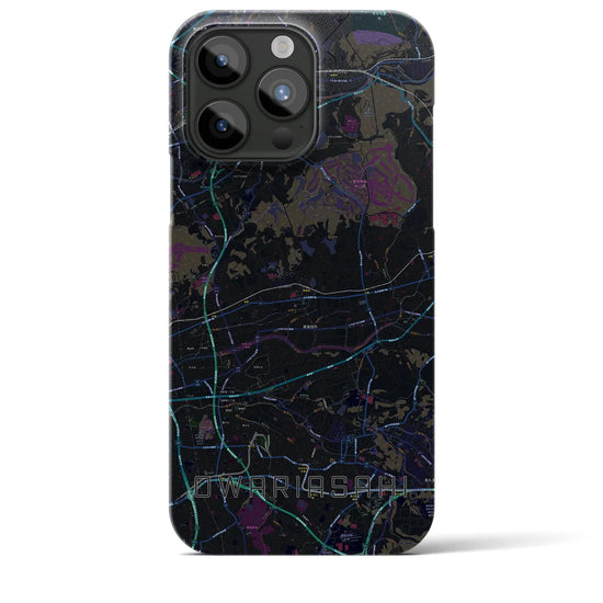 【尾張旭】地図柄iPhoneケース（バックカバータイプ・ブラック）iPhone 15 Pro Max 用