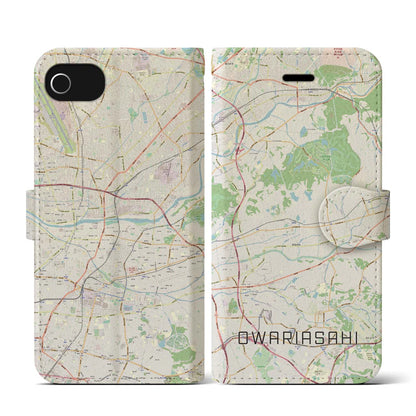 【尾張旭（愛知県）】地図柄iPhoneケース（手帳タイプ）ナチュラル・iPhone SE（第3 / 第2世代） / 8 / 7 / 6s / 6 用