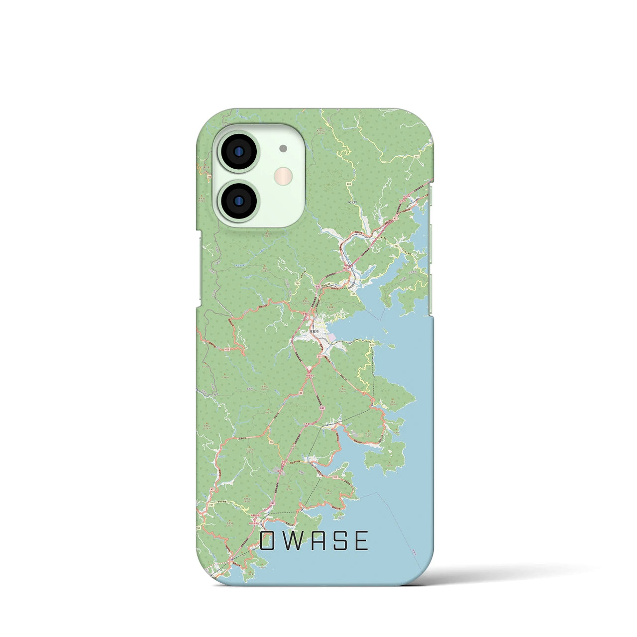 【尾鷲】地図柄iPhoneケース（バックカバータイプ・ナチュラル）iPhone 12 mini 用