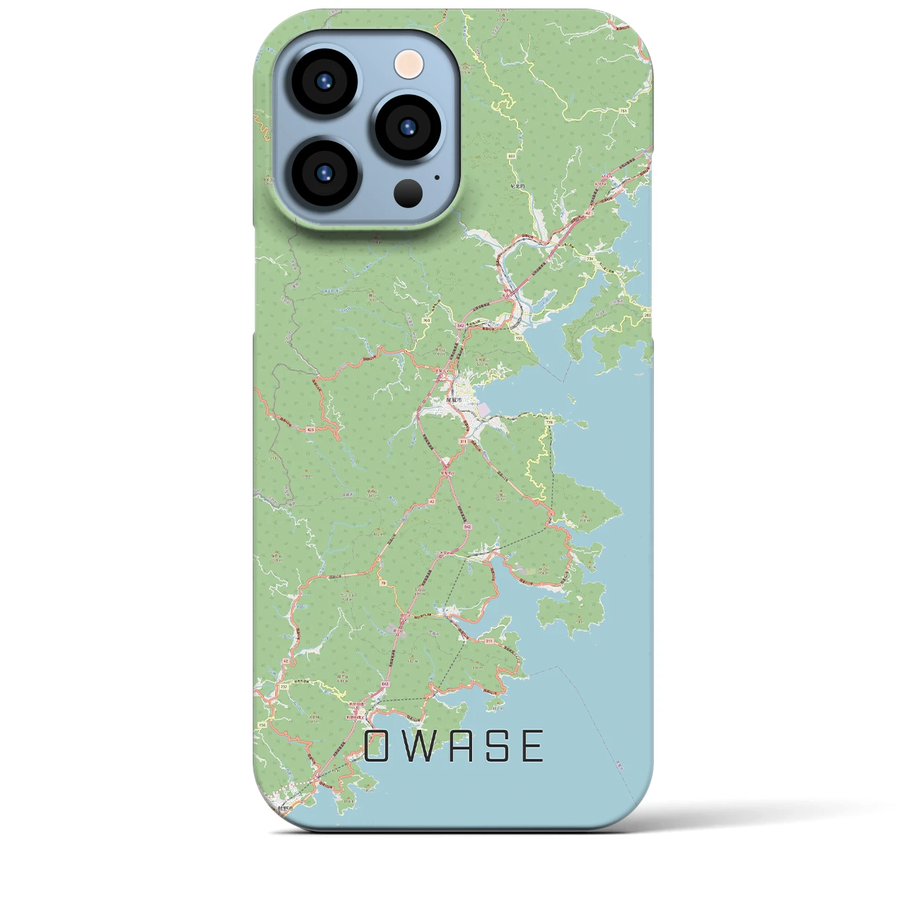 【尾鷲】地図柄iPhoneケース（バックカバータイプ・ナチュラル）iPhone 13 Pro Max 用