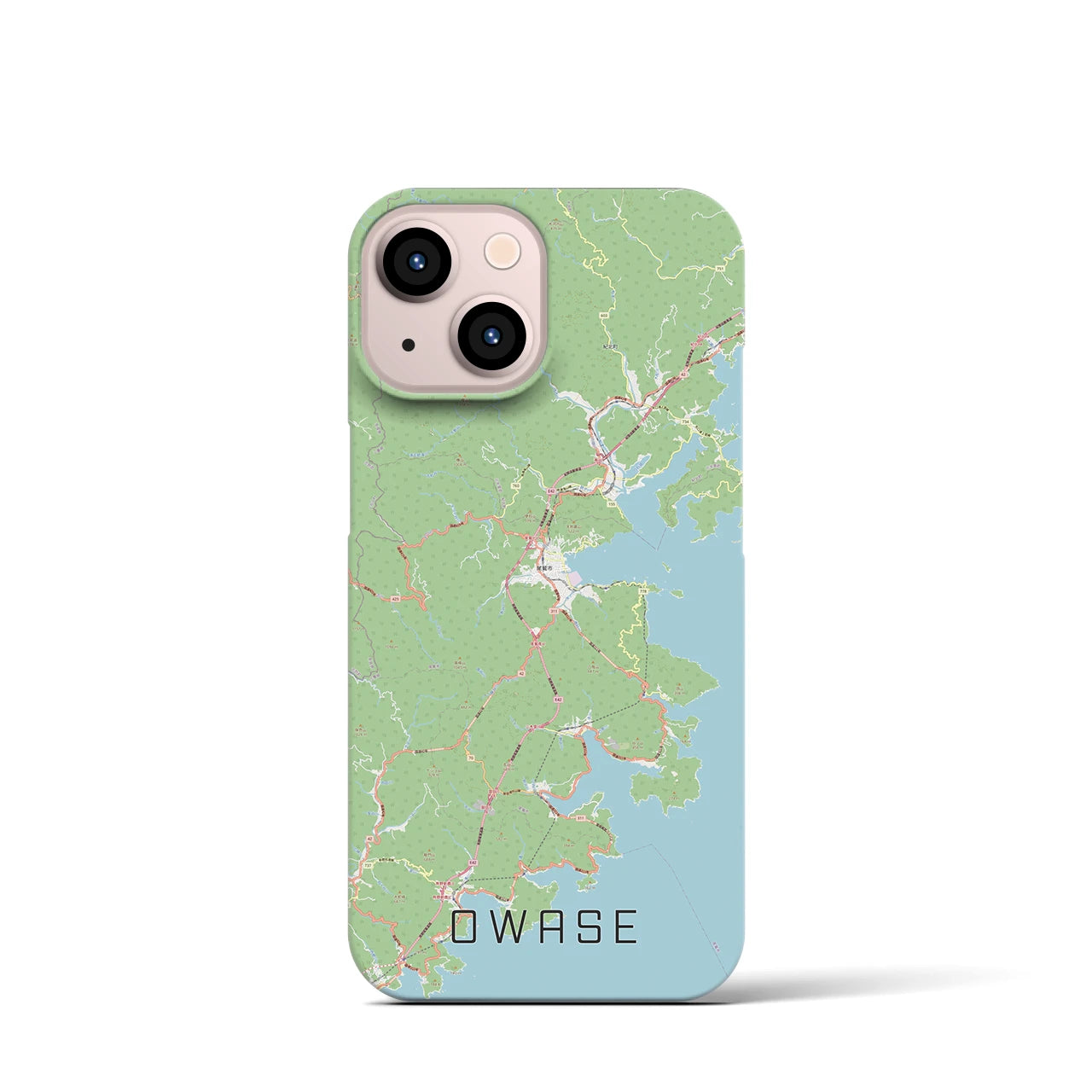 【尾鷲】地図柄iPhoneケース（バックカバータイプ・ナチュラル）iPhone 13 mini 用