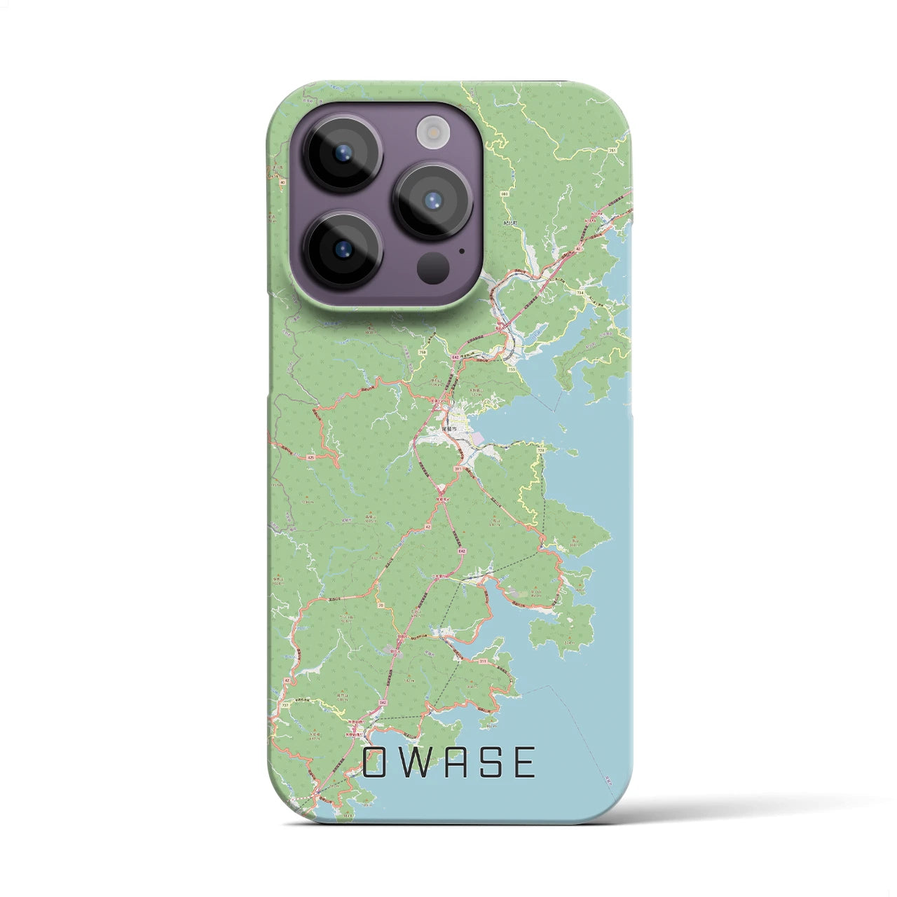 【尾鷲】地図柄iPhoneケース（バックカバータイプ・ナチュラル）iPhone 14 Pro 用
