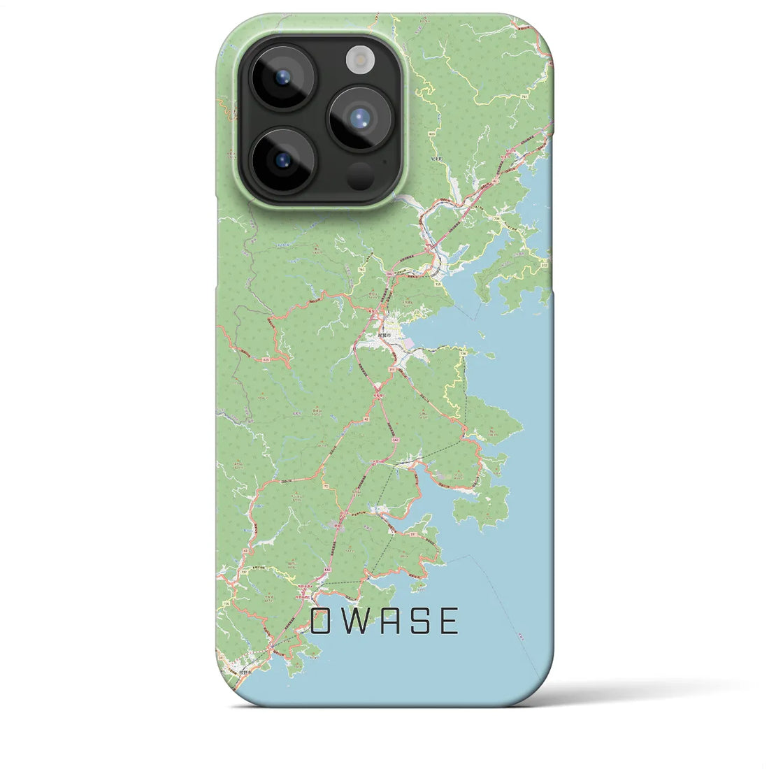 【尾鷲】地図柄iPhoneケース（バックカバータイプ・ナチュラル）iPhone 15 Pro Max 用