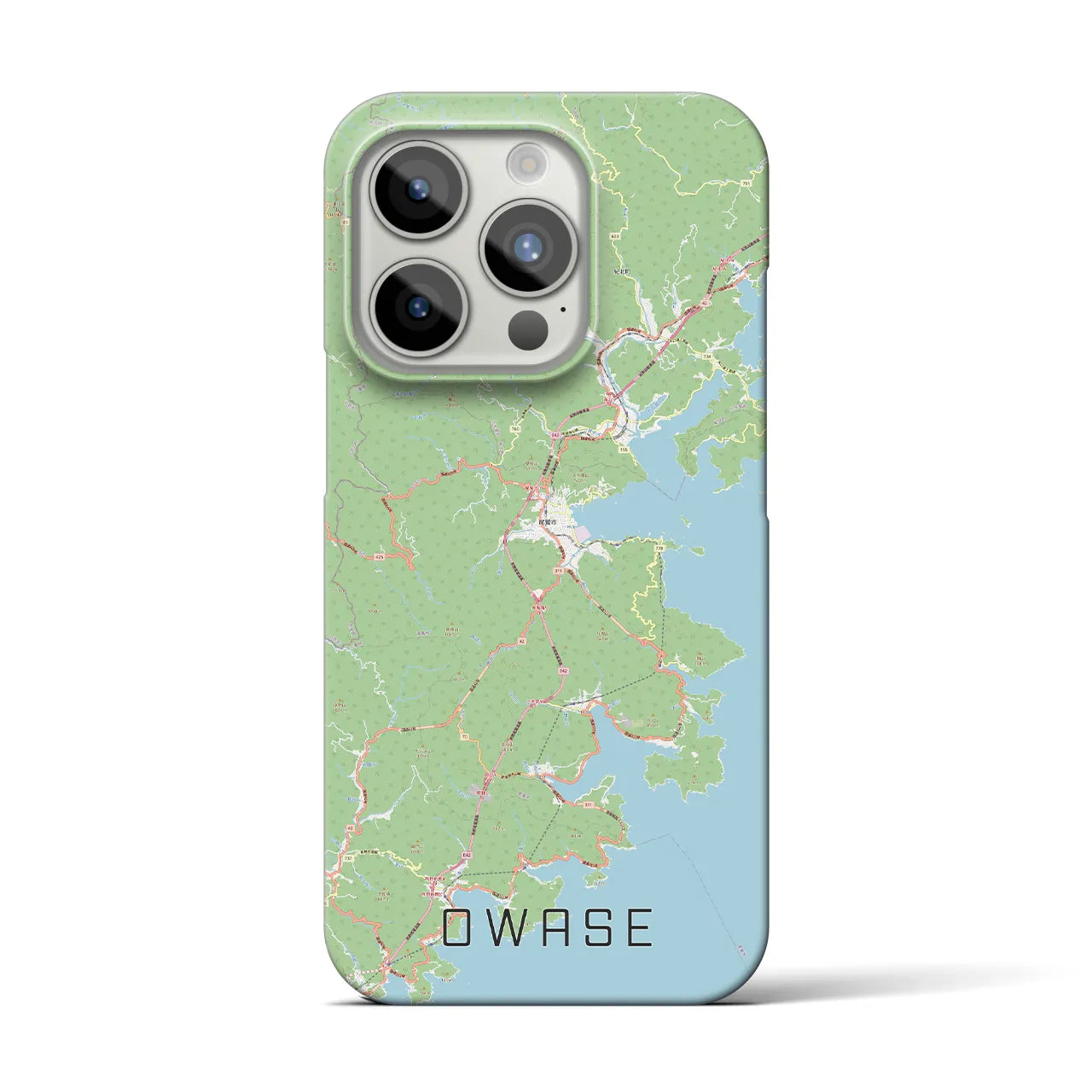【尾鷲】地図柄iPhoneケース（バックカバータイプ・ナチュラル）iPhone 15 Pro 用