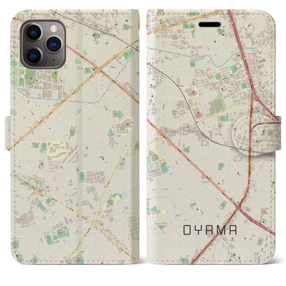 【大山（東京都）】地図柄iPhoneケース（手帳タイプ）ナチュラル・iPhone 11 Pro Max 用