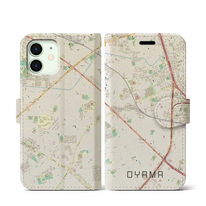 【大山（東京都）】地図柄iPhoneケース（手帳タイプ）ナチュラル・iPhone 12 mini 用