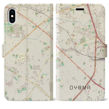 【大山（東京都）】地図柄iPhoneケース（手帳タイプ）ナチュラル・iPhone XS Max 用