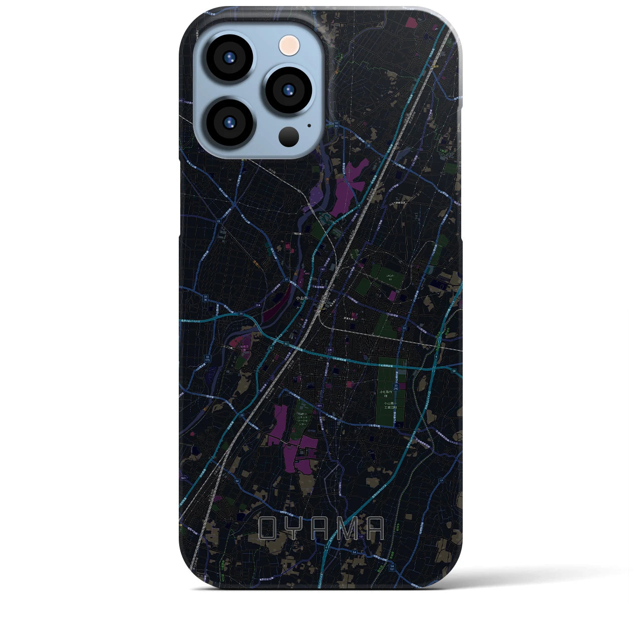 【小山】地図柄iPhoneケース（バックカバータイプ・ブラック）iPhone 13 Pro Max 用