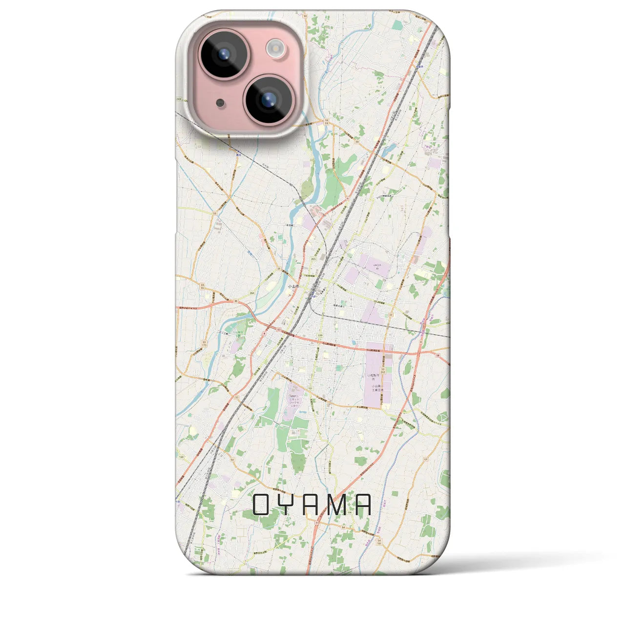 【小山】地図柄iPhoneケース（バックカバータイプ・ナチュラル）iPhone 15 Plus 用
