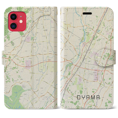 【小山（栃木県）】地図柄iPhoneケース（手帳タイプ）ナチュラル・iPhone 11 用