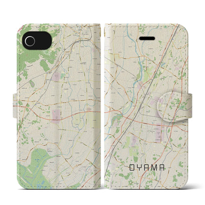 【小山（栃木県）】地図柄iPhoneケース（手帳タイプ）ナチュラル・iPhone SE（第3 / 第2世代） / 8 / 7 / 6s / 6 用