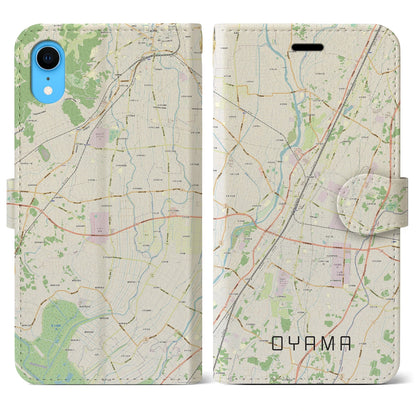 【小山（栃木県）】地図柄iPhoneケース（手帳タイプ）ナチュラル・iPhone XR 用