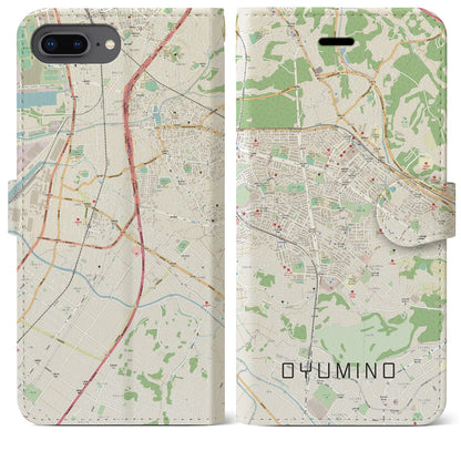 【おゆみ野（千葉県）】地図柄iPhoneケース（手帳タイプ）ナチュラル・iPhone 8Plus /7Plus / 6sPlus / 6Plus 用