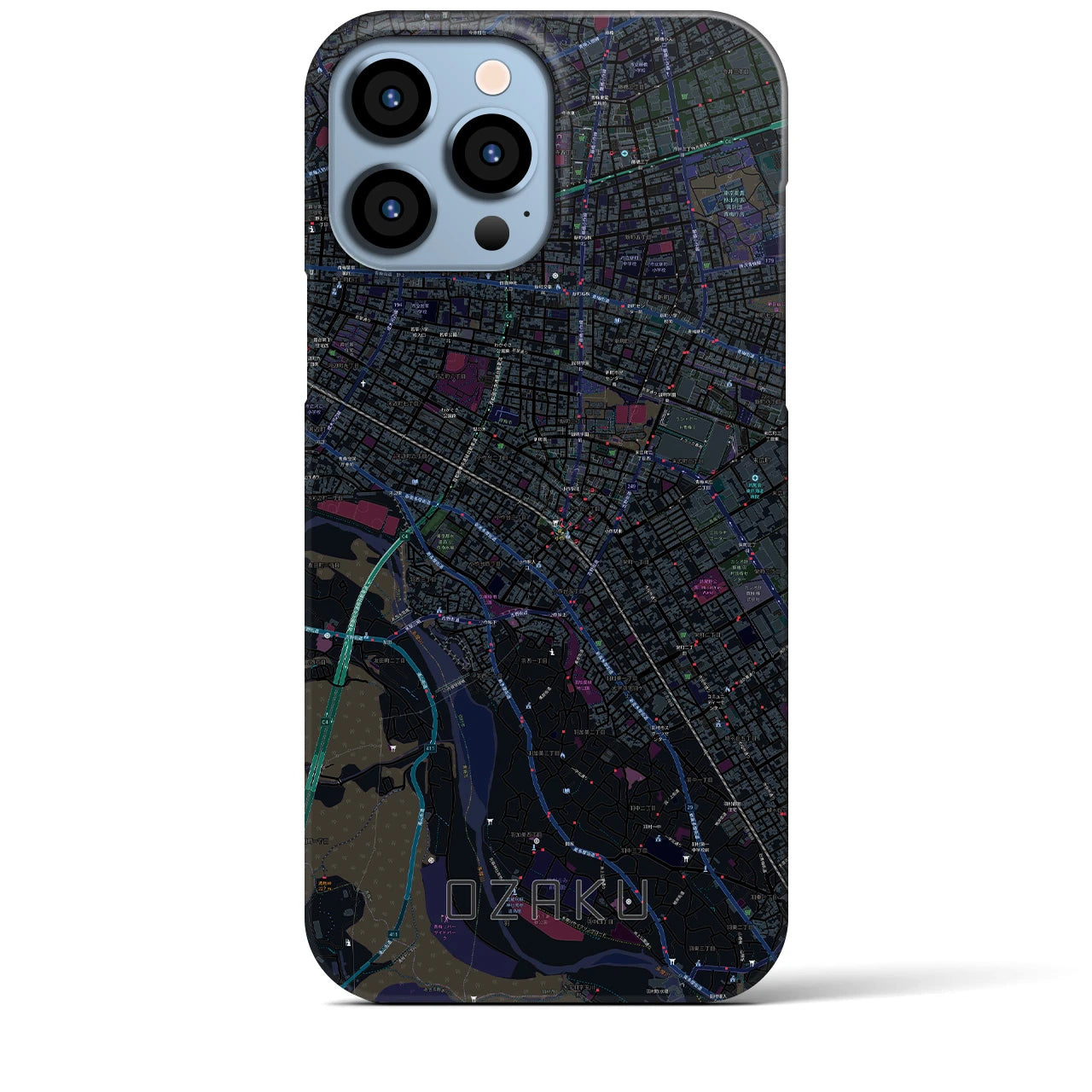 【小作】地図柄iPhoneケース（バックカバータイプ・ブラック）iPhone 13 Pro Max 用