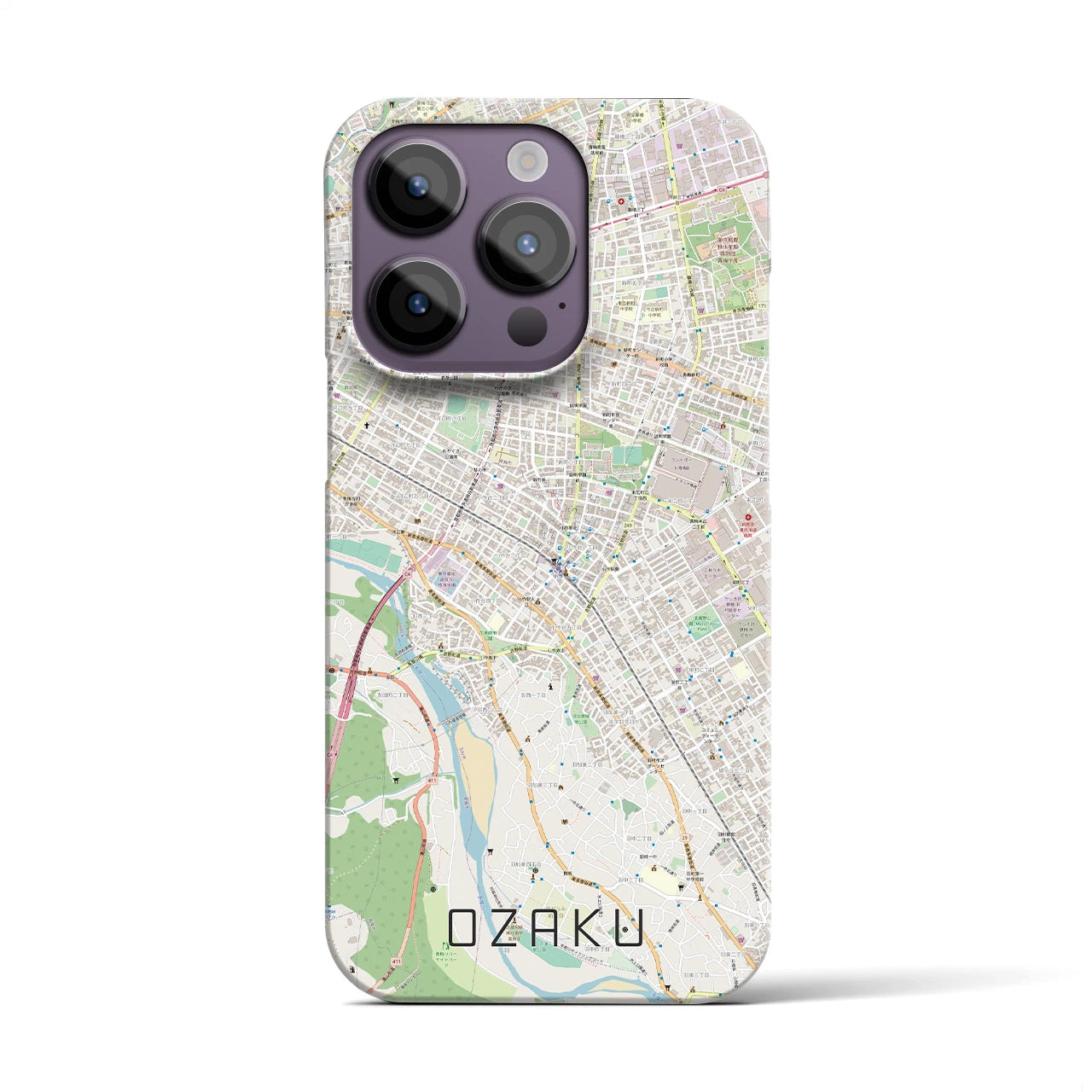 【小作】地図柄iPhoneケース（バックカバータイプ・ナチュラル）iPhone 14 Pro 用