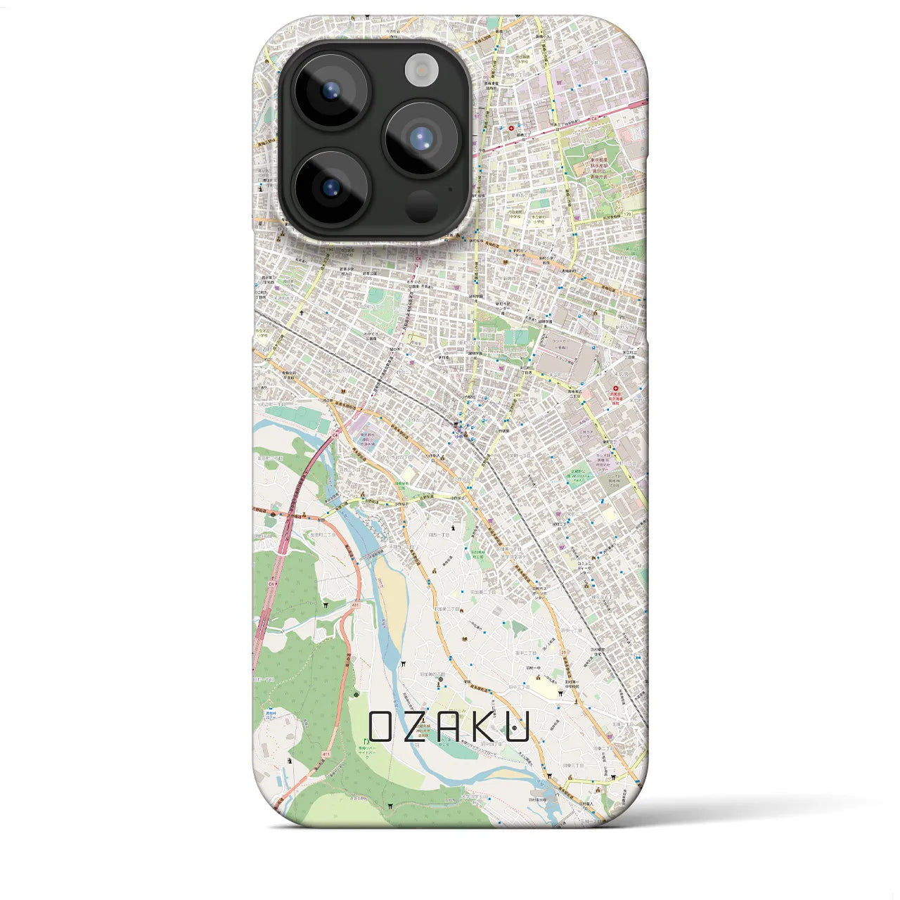 【小作】地図柄iPhoneケース（バックカバータイプ・ナチュラル）iPhone 15 Pro Max 用