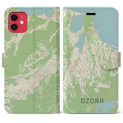 【大空（北海道）】地図柄iPhoneケース（手帳タイプ）ナチュラル・iPhone 11 用