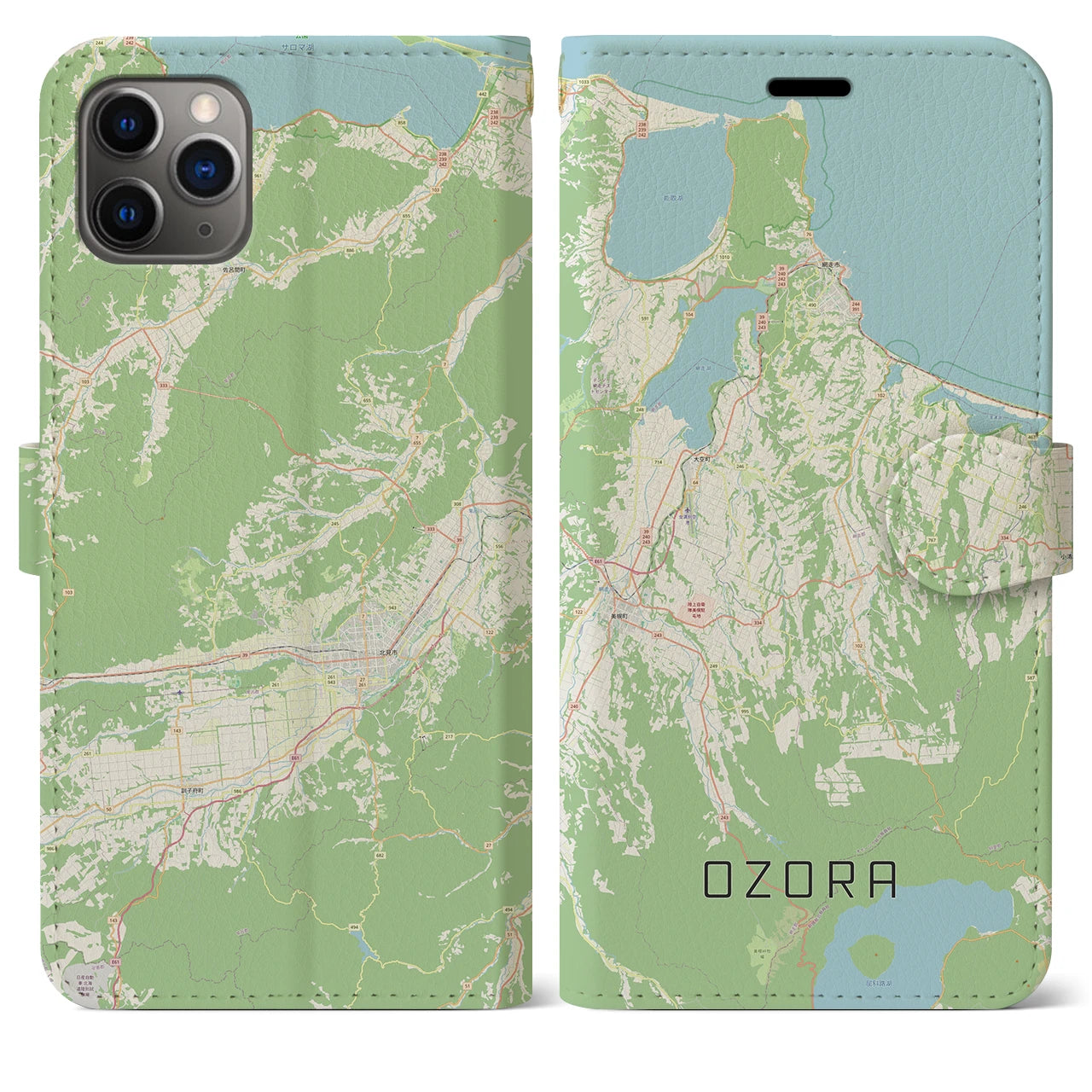 【大空】地図柄iPhoneケース（手帳両面タイプ・ナチュラル）iPhone 11 Pro Max 用