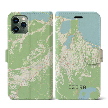 【大空（北海道）】地図柄iPhoneケース（手帳タイプ）ナチュラル・iPhone 11 Pro 用