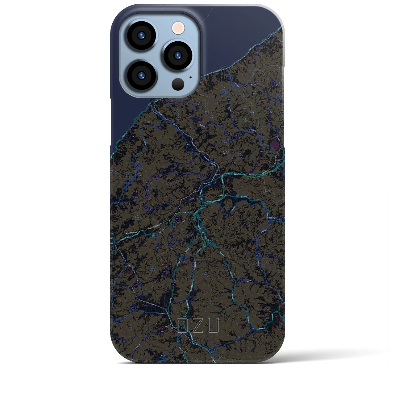 【大洲】地図柄iPhoneケース（バックカバータイプ・ブラック）iPhone 13 Pro Max 用