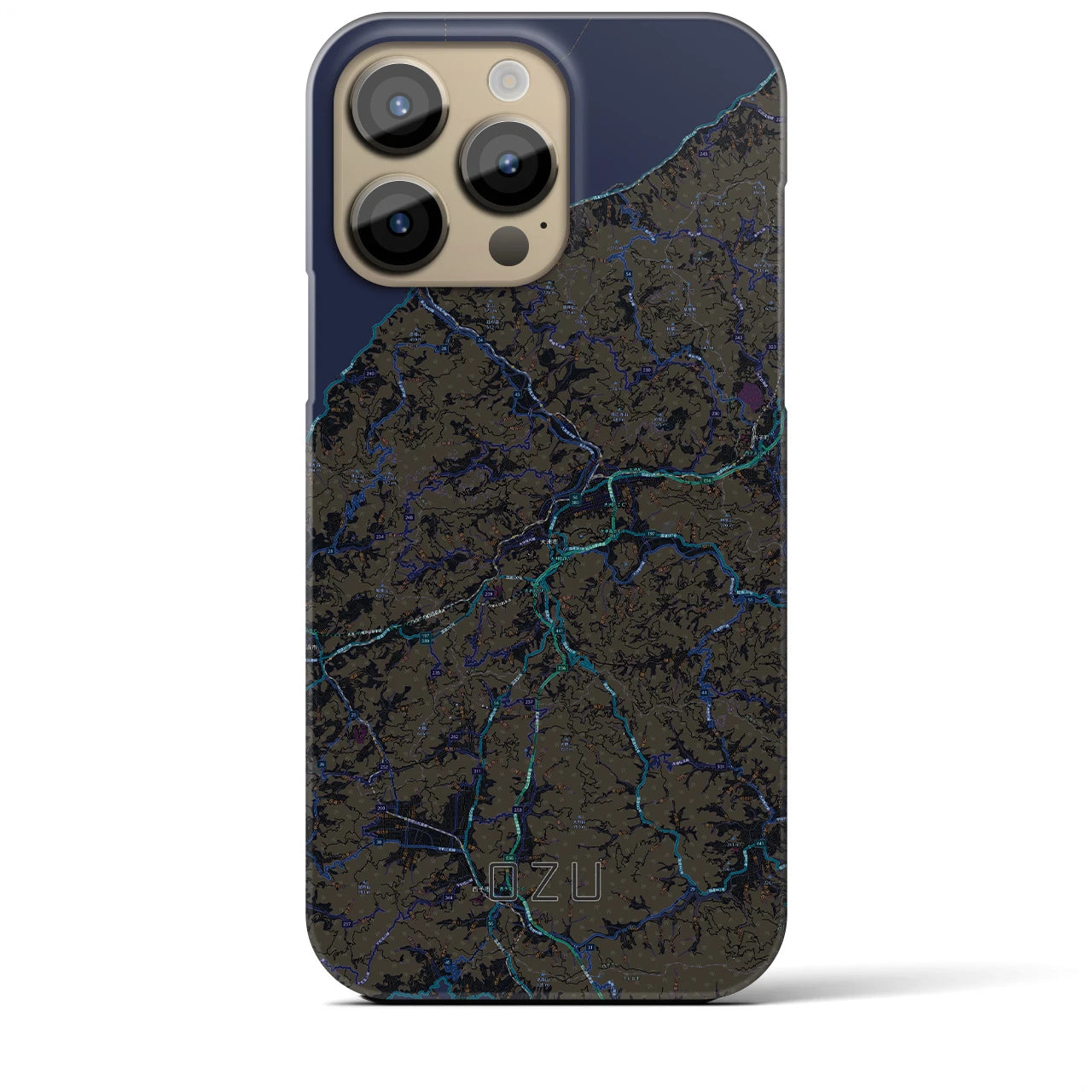 【大洲】地図柄iPhoneケース（バックカバータイプ・ブラック）iPhone 14 Pro Max 用