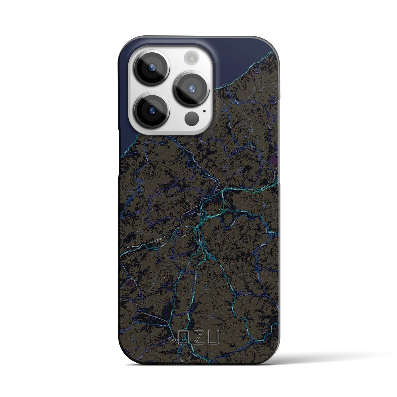 【大洲】地図柄iPhoneケース（バックカバータイプ・ブラック）iPhone 14 Pro 用