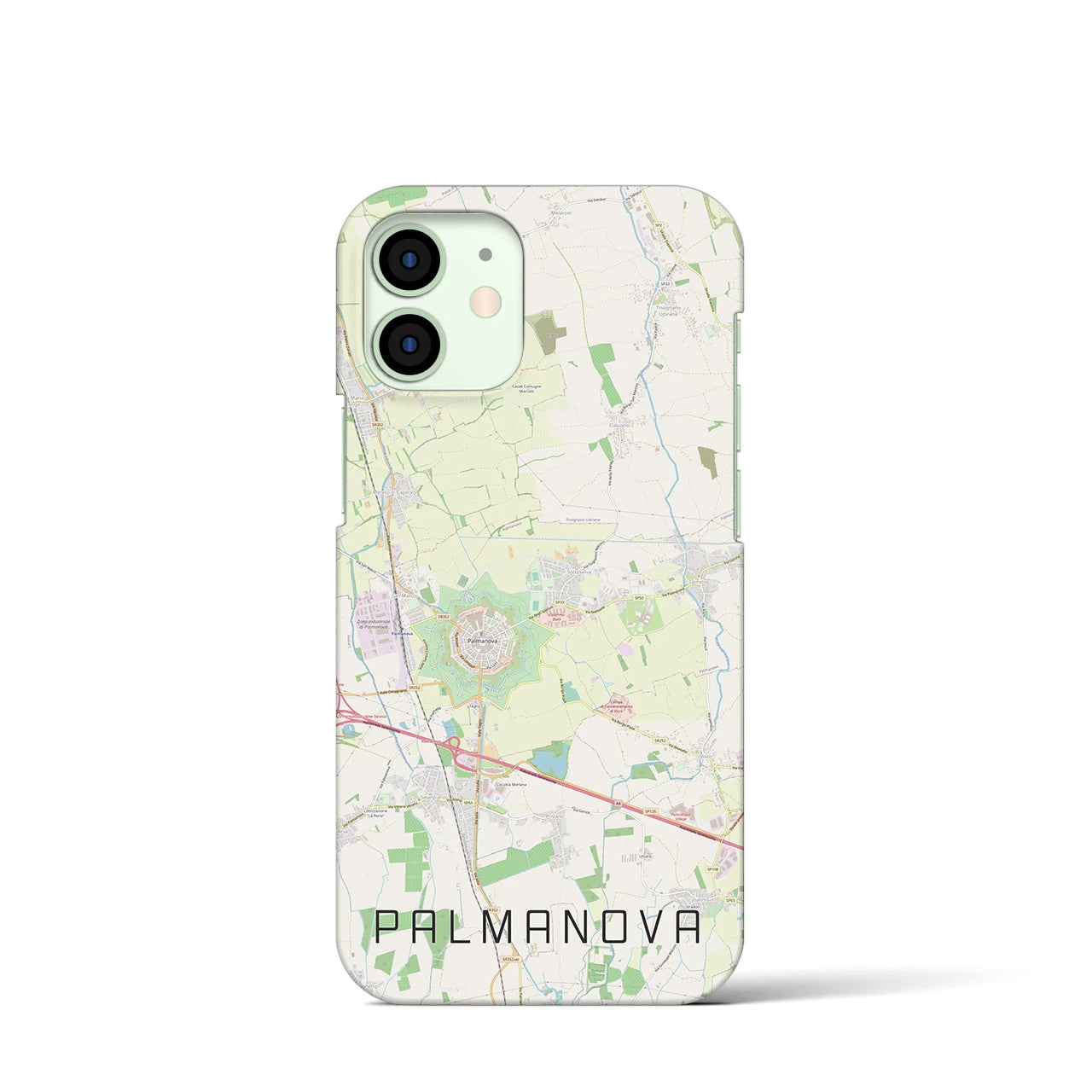 【パルマノーヴァ】地図柄iPhoneケース（バックカバータイプ・ナチュラル）iPhone 12 mini 用