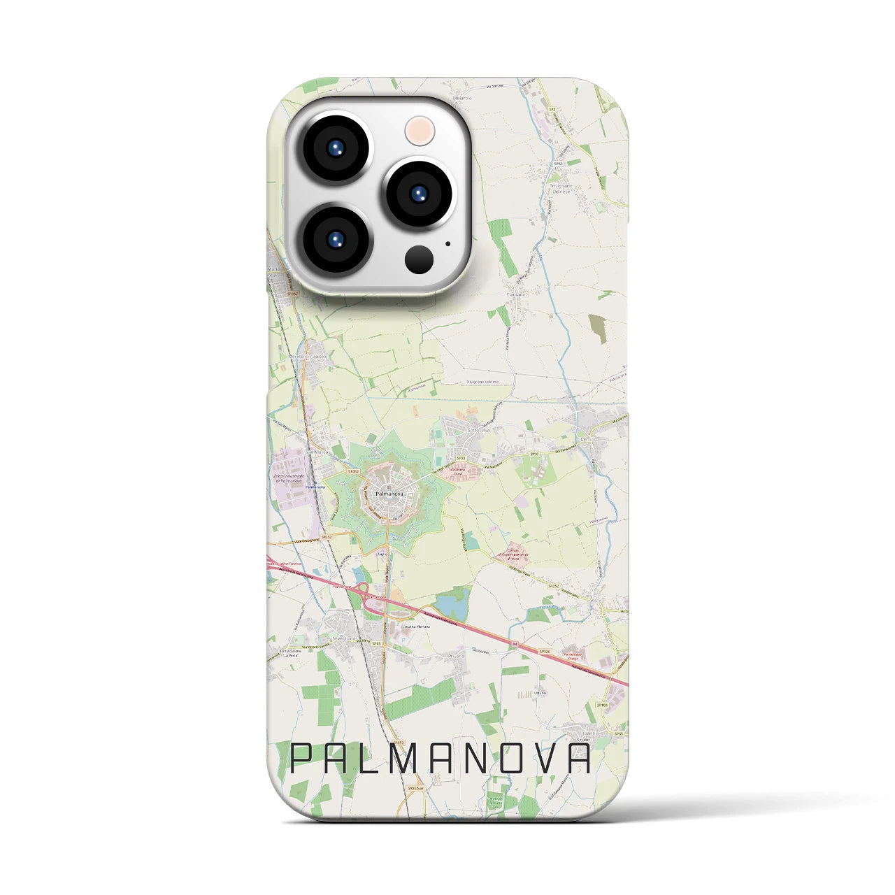 【パルマノーヴァ】地図柄iPhoneケース（バックカバータイプ・ナチュラル）iPhone 13 Pro 用