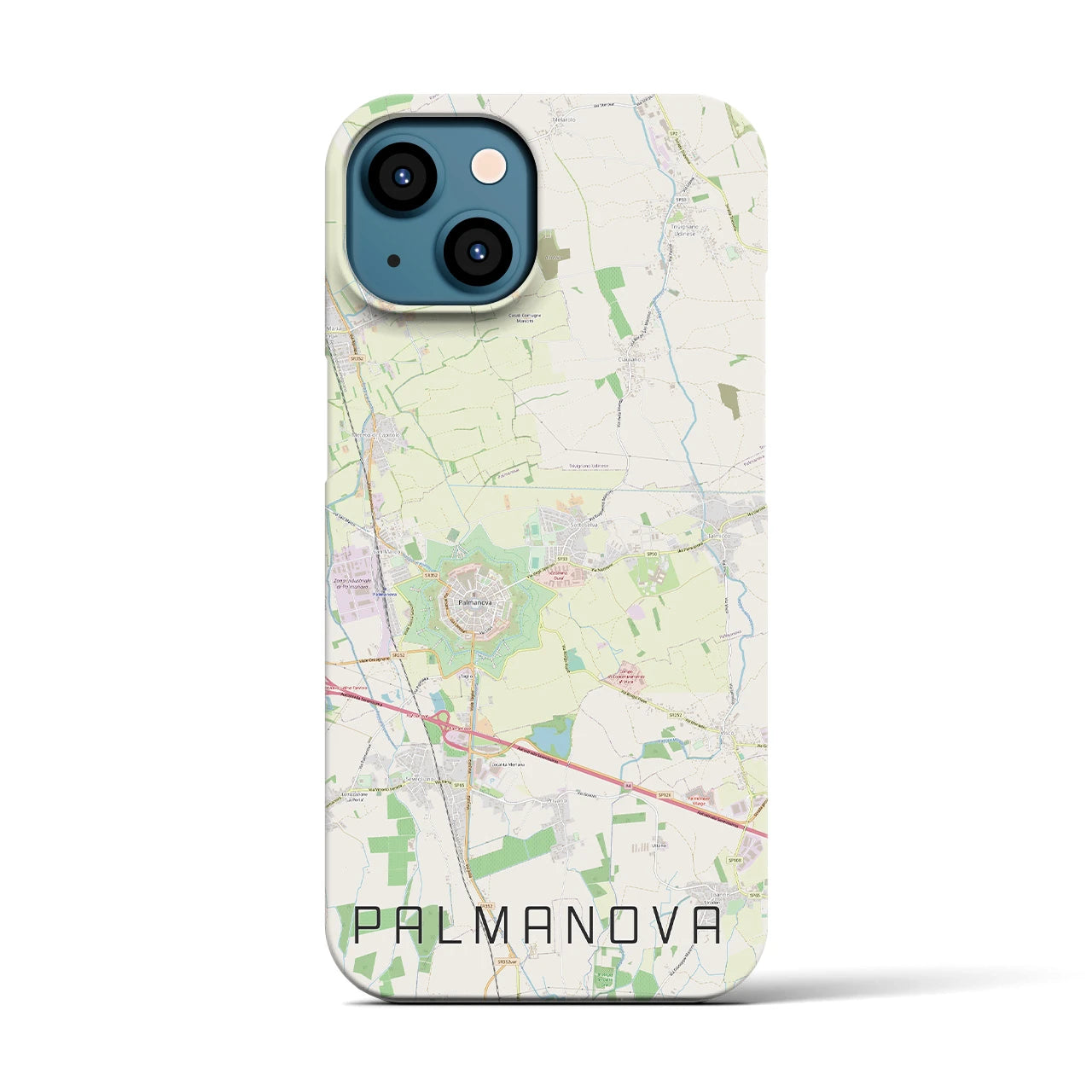 【パルマノーヴァ】地図柄iPhoneケース（バックカバータイプ・ナチュラル）iPhone 13 用