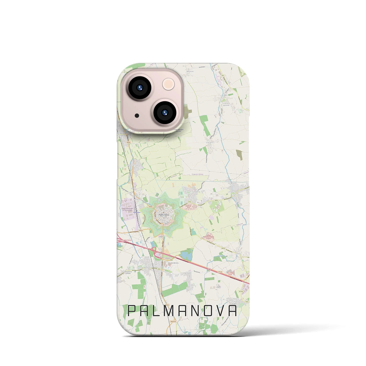 【パルマノーヴァ】地図柄iPhoneケース（バックカバータイプ・ナチュラル）iPhone 13 mini 用