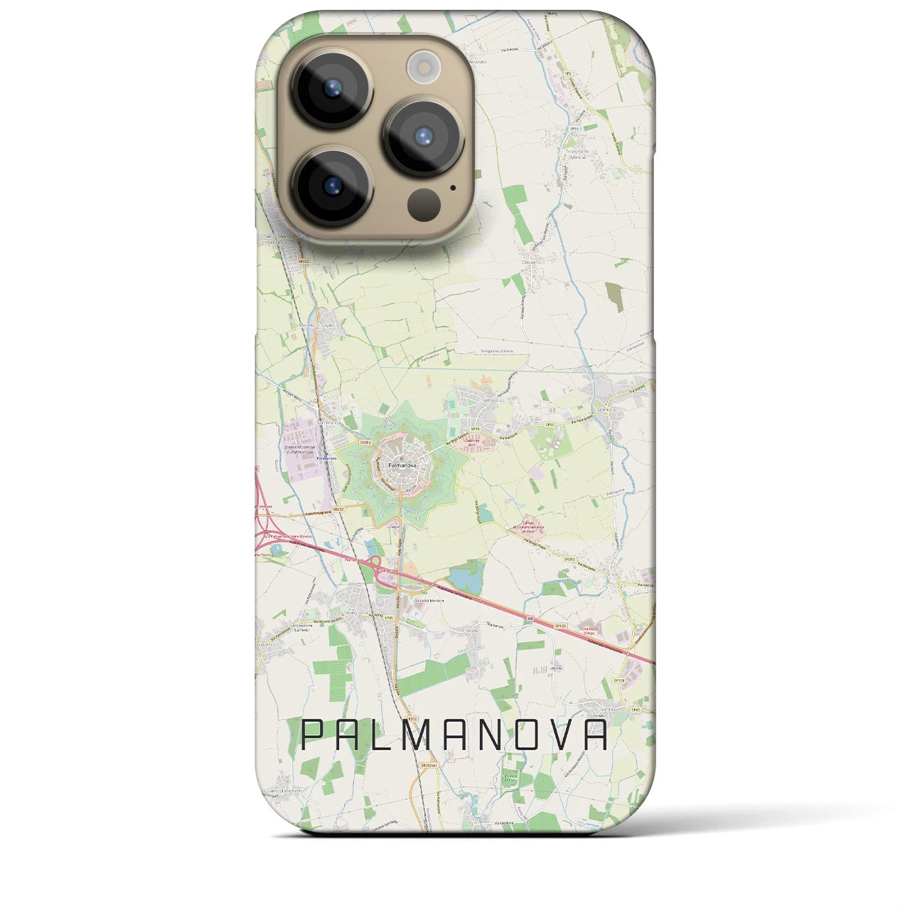 【パルマノーヴァ】地図柄iPhoneケース（バックカバータイプ・ナチュラル）iPhone 14 Pro Max 用