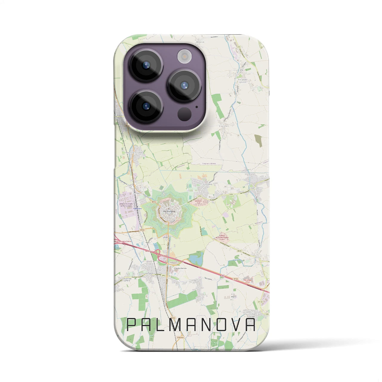 【パルマノーヴァ】地図柄iPhoneケース（バックカバータイプ・ナチュラル）iPhone 14 Pro 用