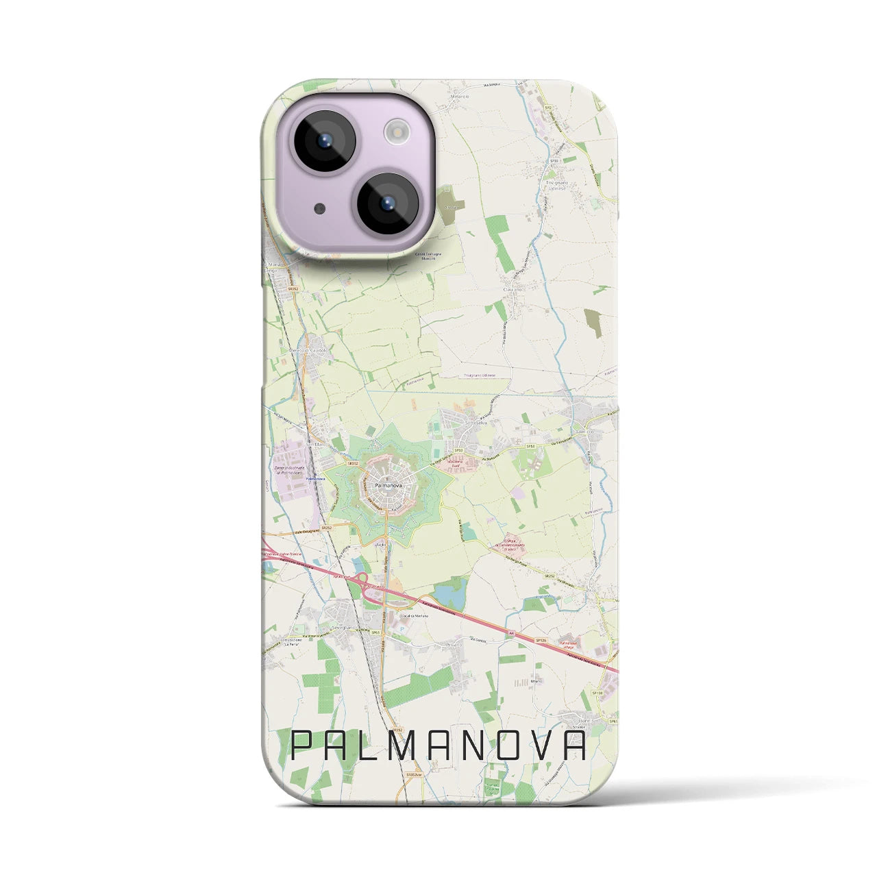 【パルマノーヴァ】地図柄iPhoneケース（バックカバータイプ・ナチュラル）iPhone 14 用