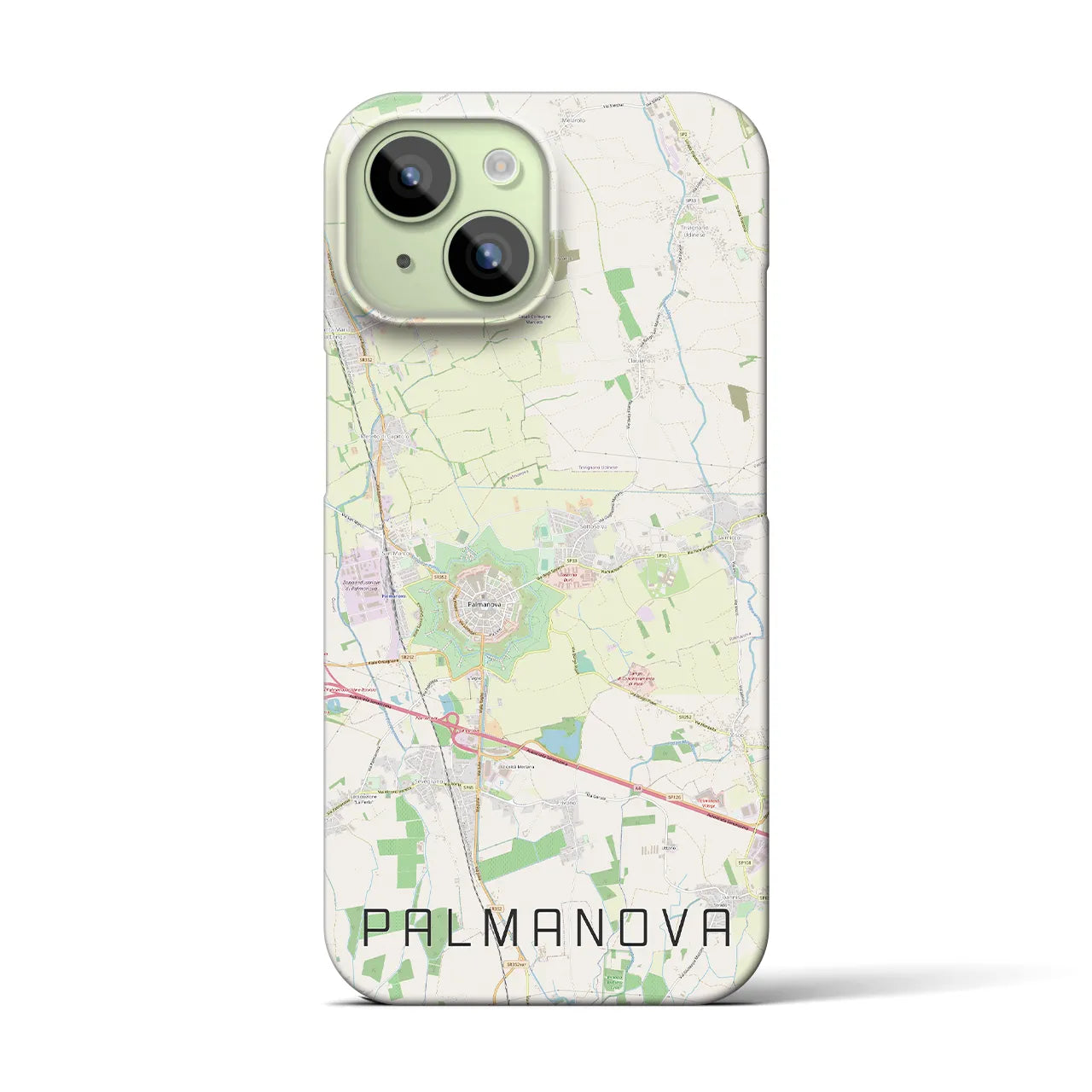 【パルマノーヴァ】地図柄iPhoneケース（バックカバータイプ・ナチュラル）iPhone 15 用