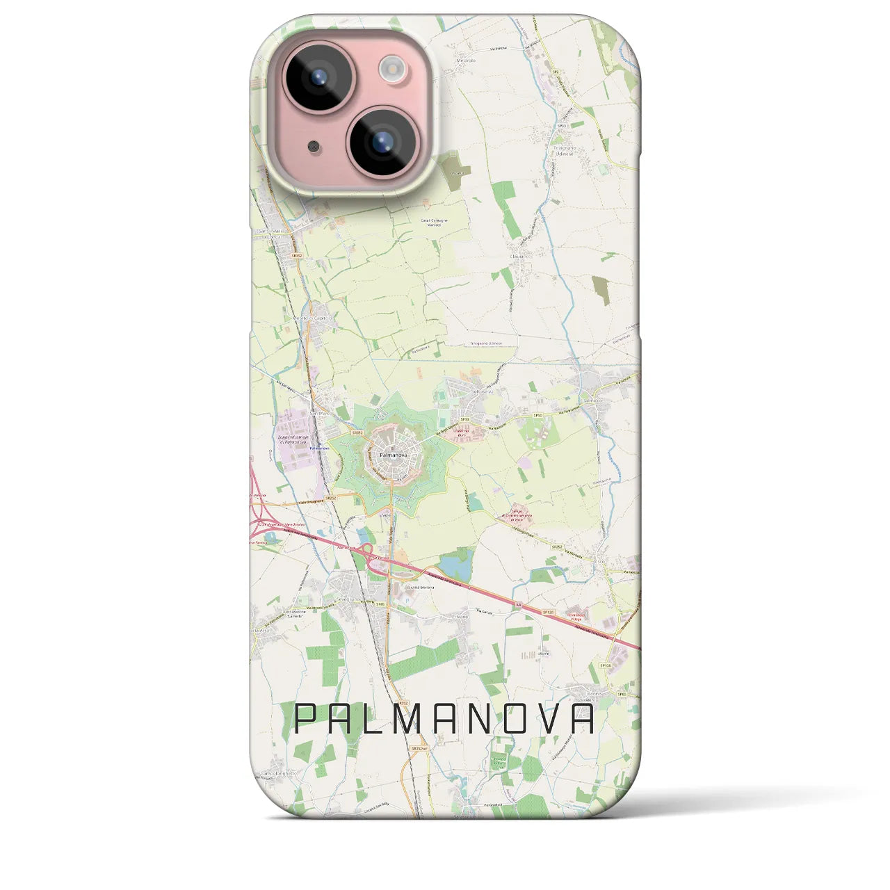 【パルマノーヴァ】地図柄iPhoneケース（バックカバータイプ・ナチュラル）iPhone 15 Plus 用