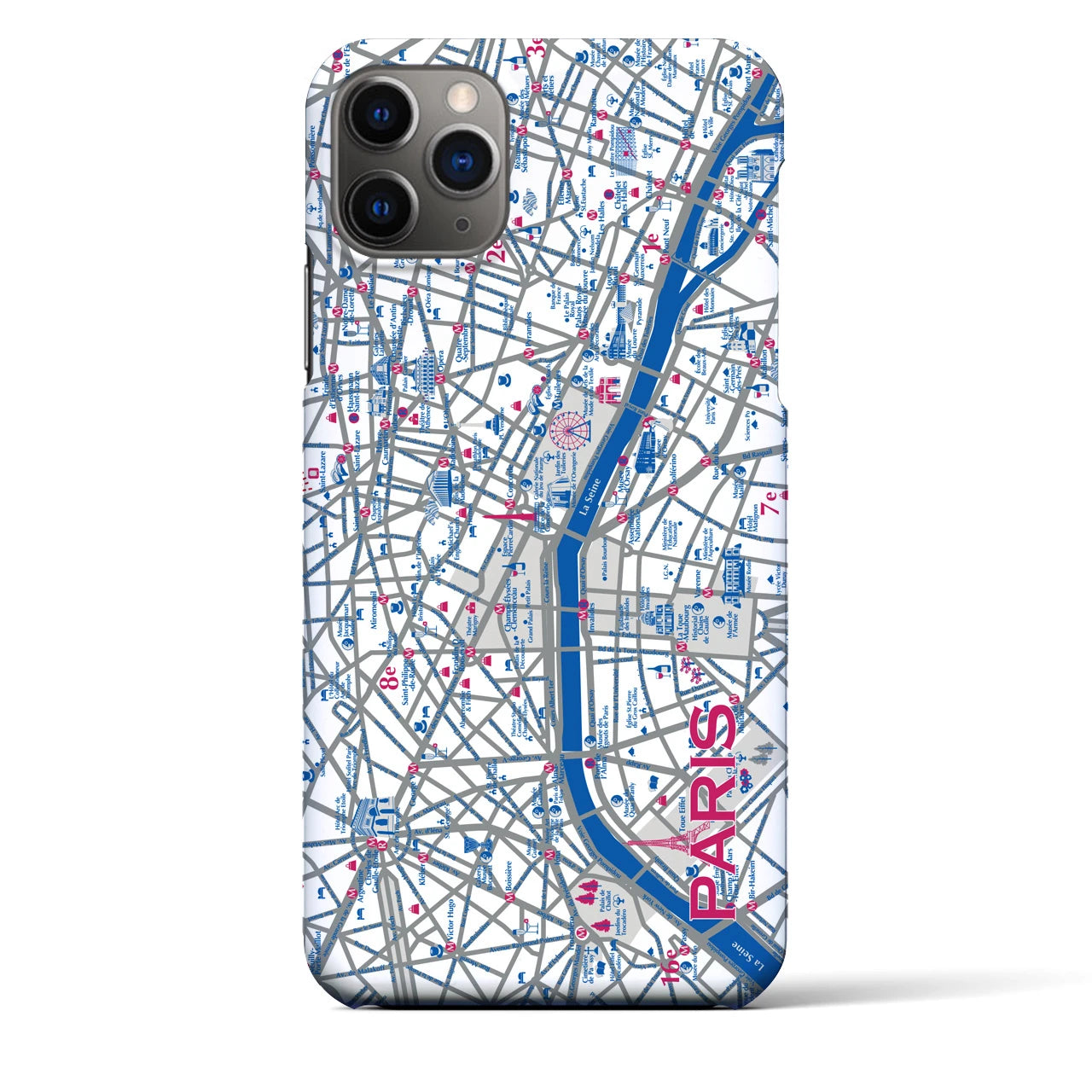 【パリ（イラスト）】地図柄iPhoneケース（バックカバータイプ・ブライト）iPhone 11 Pro Max 用