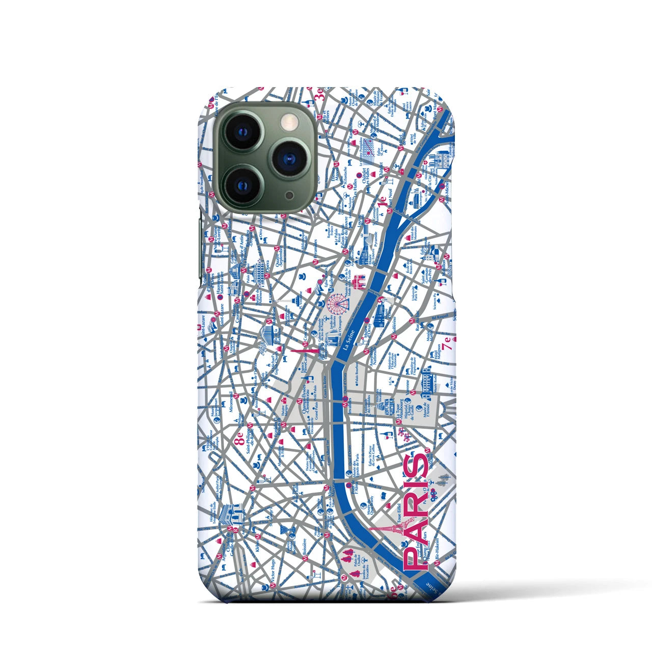 【パリ（イラスト）】地図柄iPhoneケース（バックカバータイプ・ブライト）iPhone 11 Pro 用