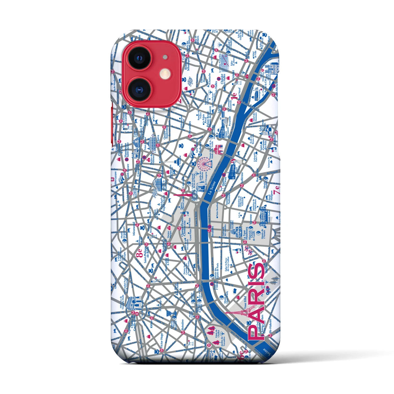 【パリ（イラスト）】地図柄iPhoneケース（バックカバータイプ・ブライト）iPhone 11 用