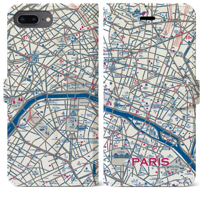 【パリ（イラスト）】イラストマップiPhoneケース（手帳タイプ）ブライト・iPhone 8Plus /7Plus / 6sPlus / 6Plus 用